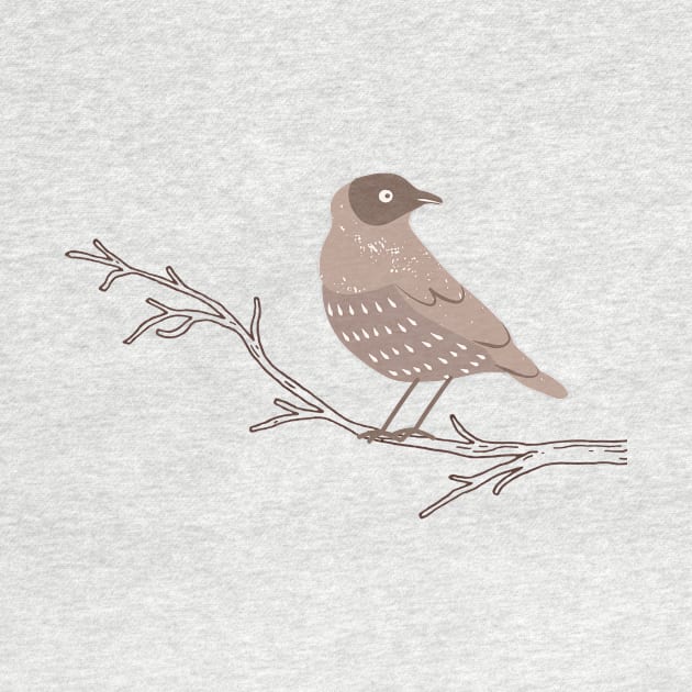 Bird on A Branch Minimal  Boho Warm Colours  Design by zedonee